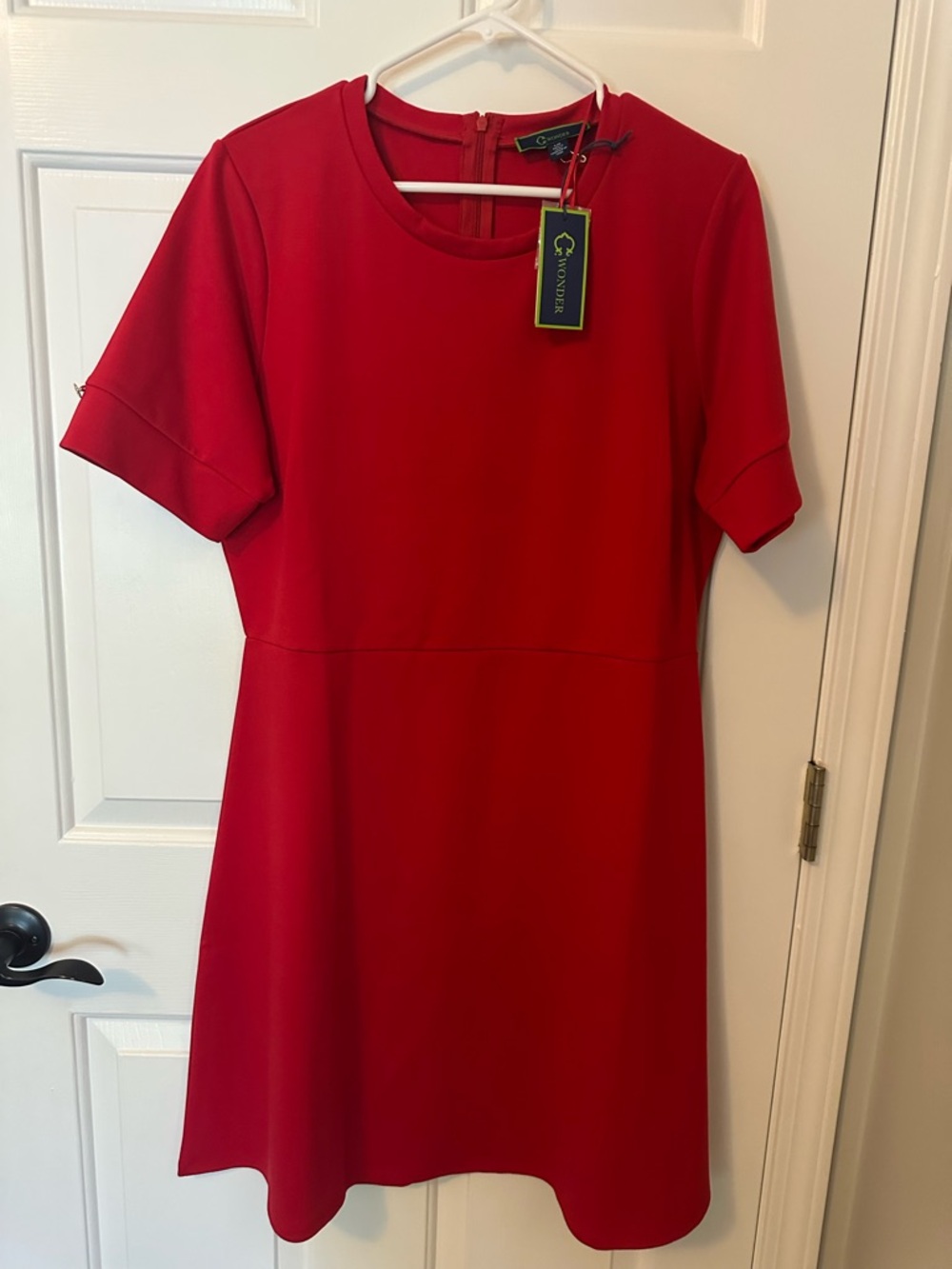 C wonder Ponte Red Short-Sleeve A-Line Dress